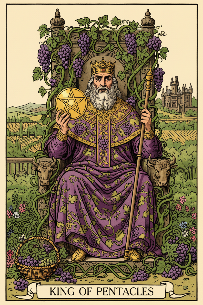 King of Pentacles tarot card — Traditional Tarot deck