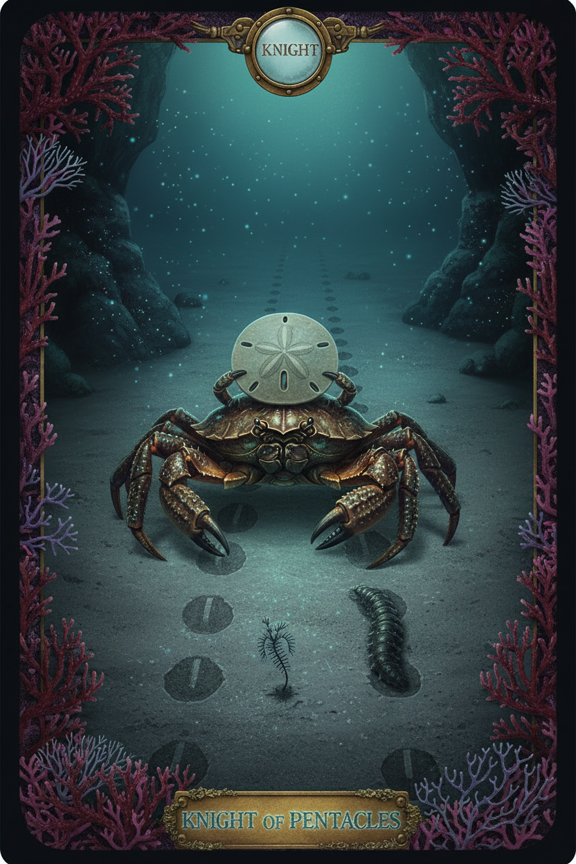 Knight of Pentacles tarot card β Underwater Tarot deck